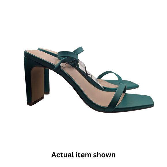 👠 The Drop 7 Avery Square Toe Two Strap High Heeled Sandal Ultramarine - Picture 2 of 6